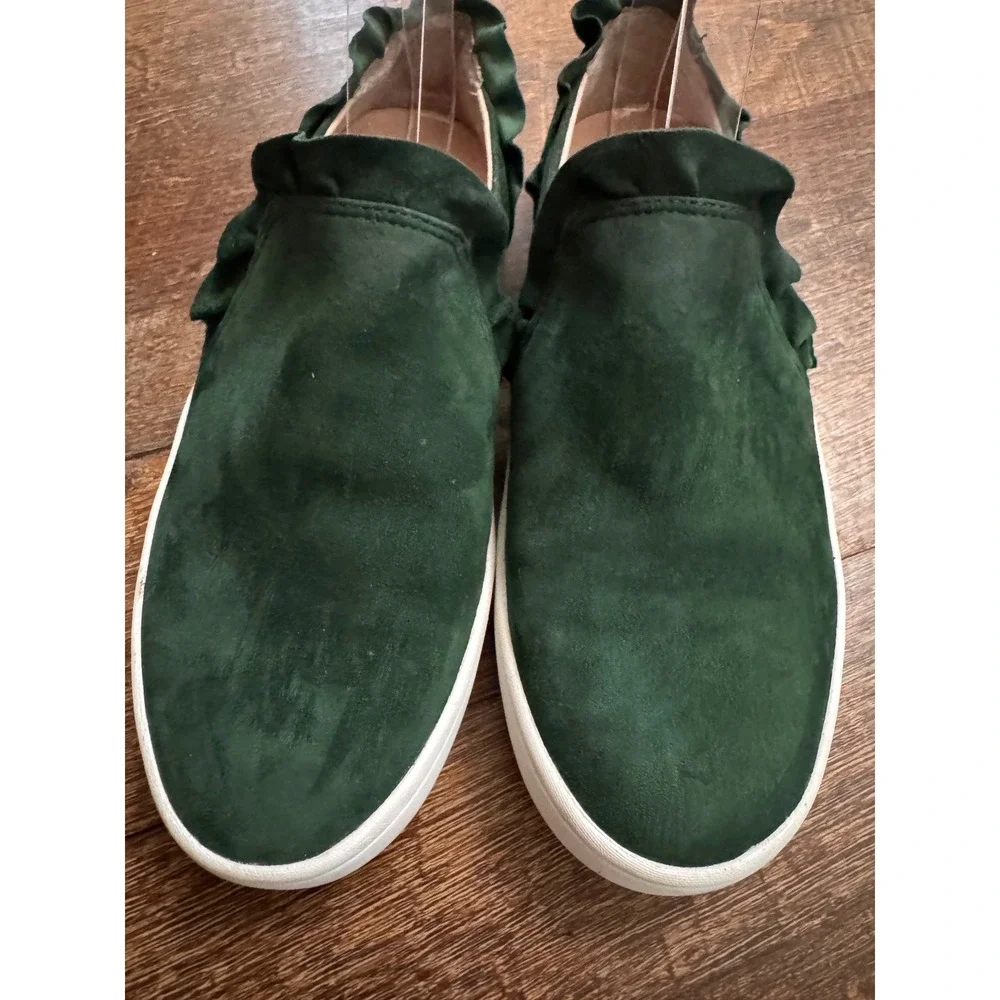 Kate Spade New York Green Suede Ruffle Slip On Sneakers Women's Size 6